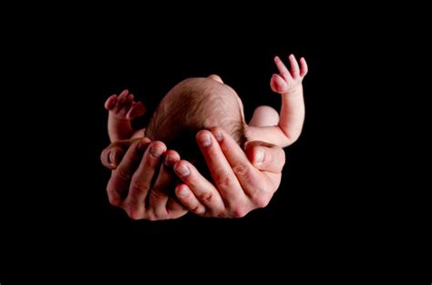 Newborn Baby Being Held In Two Hands Stock Photo Download Image Now
