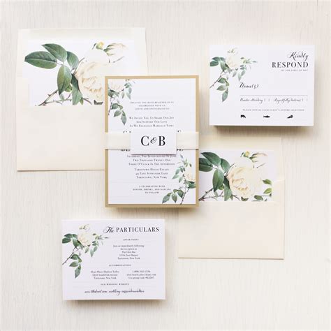 Ivory And White Wedding Invitations Floral Beacon Lane