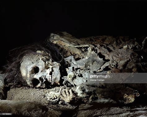 Skeleton Of A Man His Body Has Been Deposited In A Cave In A Foetal