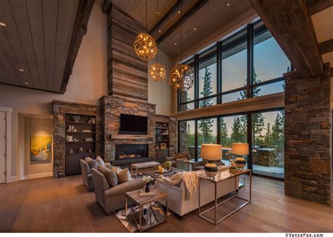 Expansive Mountain Great Room Cabin Interior Design Modern Cabin