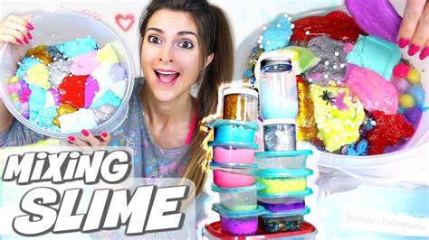 Mixing All My Slimes Socraftastic Slime Smoothie Slime Crafts Mixing