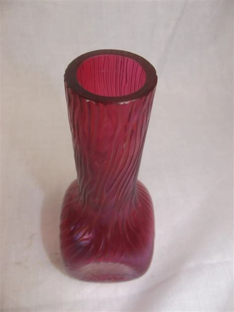 Kralik Vase With A Moulded Red Iridescent Ground Sally Antiques