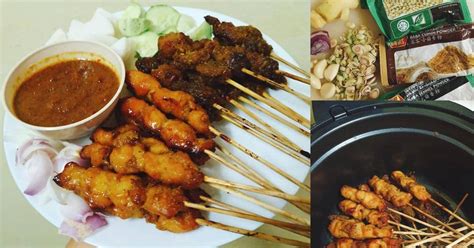 Bakar ayam sambil mengoleskan bumbu hingga kecokelatan. Buat Satay Ayam Dan Daging Guna Air Fryer Walaupun First ...