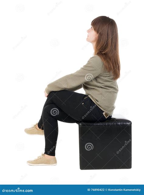 Back View Of Young Beautiful Woman Sitting Stock Photo Image Of