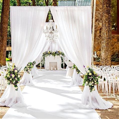 White Wedding Backdrop Curtain 98ft By 10ft Chiffon Fabric Etsy