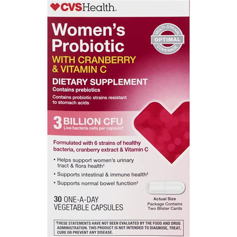 Cvs Health Womens Probiotic With Cranberry And Vitamin C Capsules 30 Ct