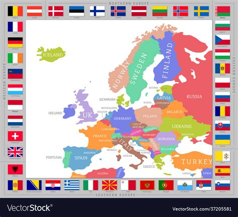 Europe Map With Countries Flags