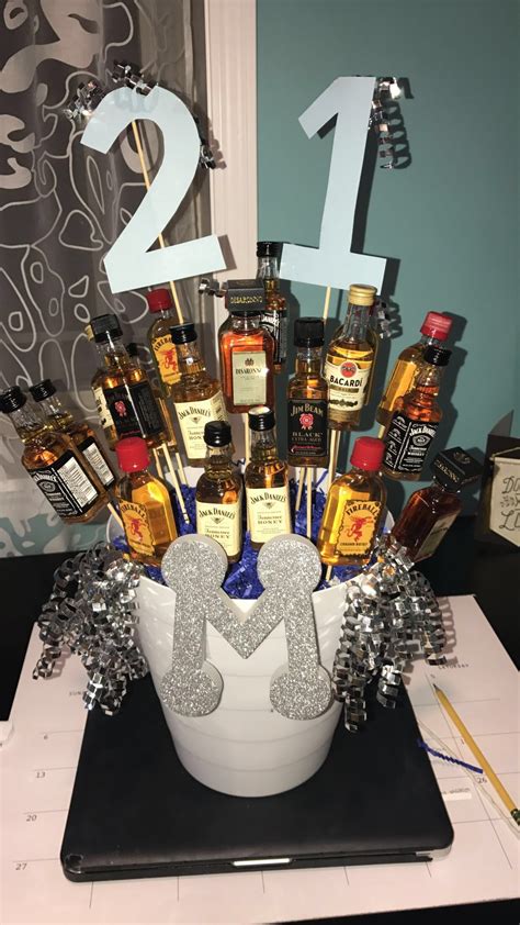 Mark this milestone birthday with a memorable gift. 21st birthday alcohol bottle bouquet. Creative ideas ...