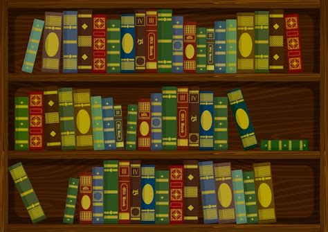 Premium Vector Vintage Old Books On Wood Shelf From Side View Stock