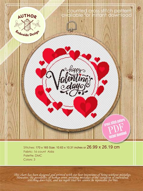 happy valentines day v2 cross stitch pattern modern pdf etsy