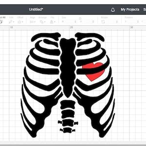 Skeleton Chest SVG File Png Easy To Cut Files Rib Cage With Heart