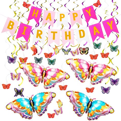 Buy 51 Piece Butterfly Birthday Party Decorations Include Butterfly