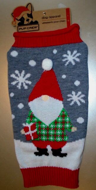 Pup Crew Dog Gnome Elf Snowflakes Christmas Sweater Size Large Ebay