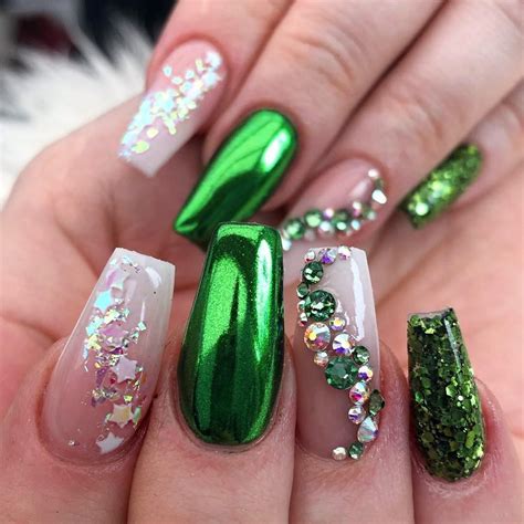 Tips N Flicks Nails On Instagram “green Chrome From My Beautiful