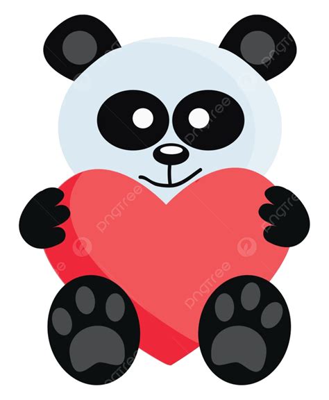 Red Pandas Vector Png Images A Cartoon Of A Panda Holding A Big Red