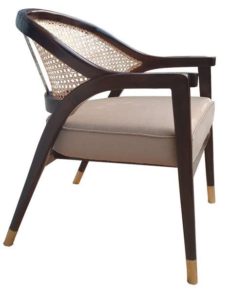 Cane Lounge Living Room Chair Chair Made Of Teak Wood By Jaipur Furniture In Walnut Finish At