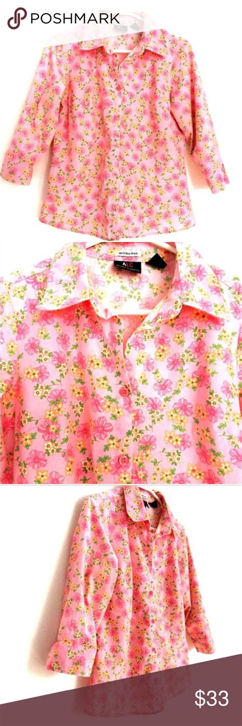 Alc Womens Small Shirt Pink Floral Wrinkle Free Small Shirt Women