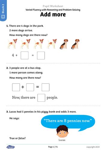 Y1 Autumn Term Block 2 Add More Maths Worksheets Teaching Resources