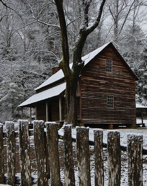 Smokey Mts Smoky Mountains Cabin In Winter Great Smoky Mountains