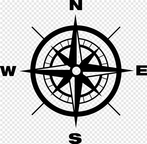 Black And White Compass Illustration North Cardinal Direction Compass