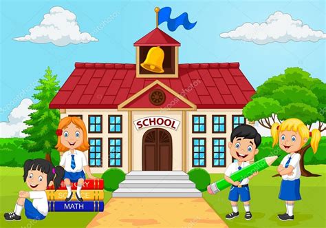 Pictures Schoolyard Cartoon Cartoon Group Elementary School Kids