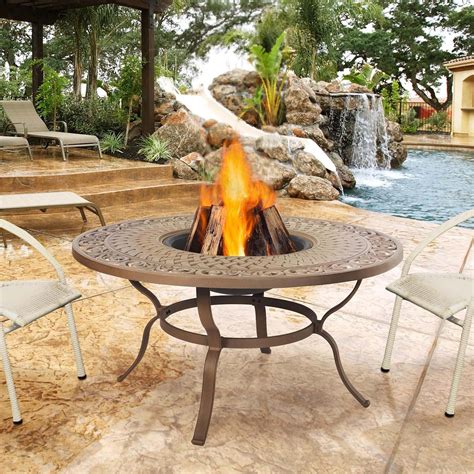 Real Flame Florence 47 Inch Wood Burning Fire Pit Table Chocolate