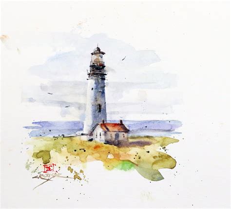 Lighthouse Original Watercolor Painting By Dean Crouser Original