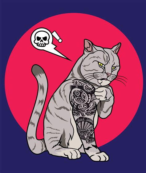 Gangster Cat Tattoo Vector Art At Vecteezy Sexiezpicz Web Porn