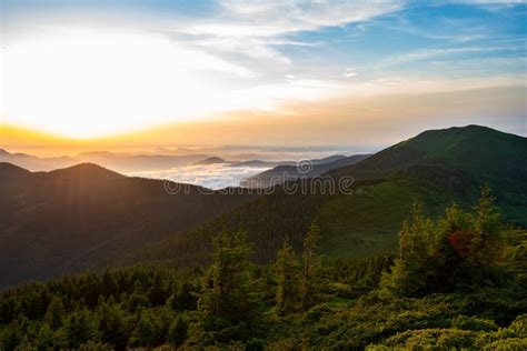 Awesome Colorful Sunset In The Mountains Stock Image Image Of Blue