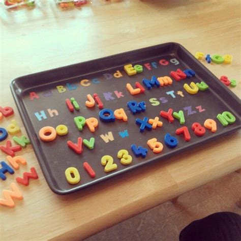 Diy Alphabet And Number Magnet Board Made It With Stickers Underneath To
