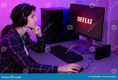 Sad Gamer Lost Game Playing Online On Computer Stock Photo Image Of
