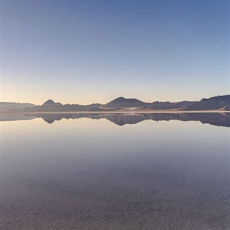 Square Tranquil Sunset Over Bonnievale Salt Flats Utah Stock Photo