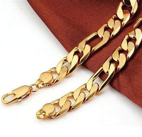 Solid 18ct Yellow Gold Filled Cuban Chain Mens Necklace Chain 236