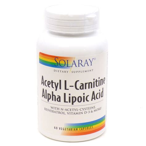 Solaray Aceteyl L Carnitine Alpha Lipoic Acid — 60 Vegetarian Capsules