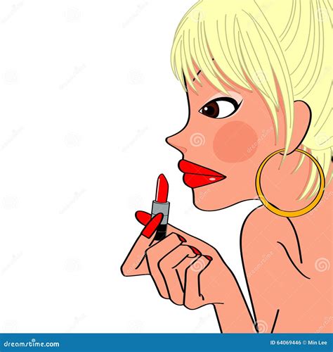 Woman Applying Lipstick Stock Vector Illustration Of Woman 64069446