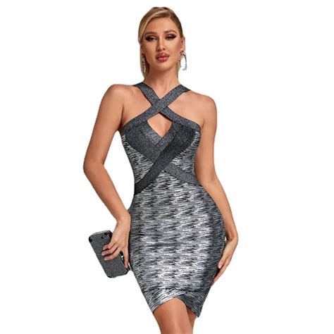 New Women Bandages Dress Sexy Hollow Out Bodycon Clothes Club Party Celebrity Dresses