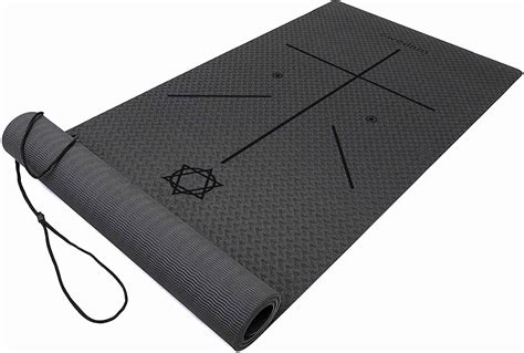 ewedoos eco friendly yoga mat with alignment lines tpe yoga mat non slip textured