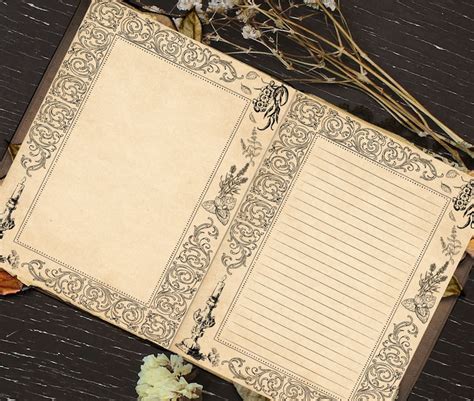 Book Of Shadows Printable Blank Page Magic Journal Spell Etsy