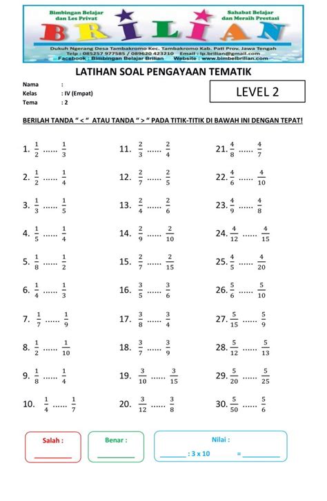 Soal Matematika Kelas Pecahan Dan Kunci Jawaban Homecare