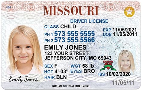 Missouri Kid Driver License For Children Under 12 Child Id Etsy