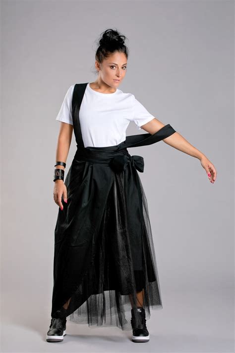 Black Maxi Skirt Suspender Skirt Avant Garde Clothing Tulle Etsy