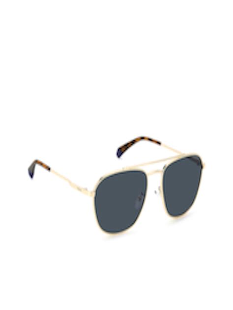 Buy Polaroid Unisex Blue Lens Gold Toned Round Sunglasses With