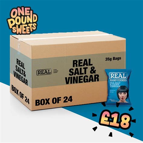 Box Of 24 Real Crisps Sea Salt And Cider Vinegar 35g Snack Bag
