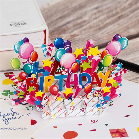 Amazon Com Dkt Handmade Happy Birthday Pop Up Card Birthday Pop Up Cards Popup Birthday Card