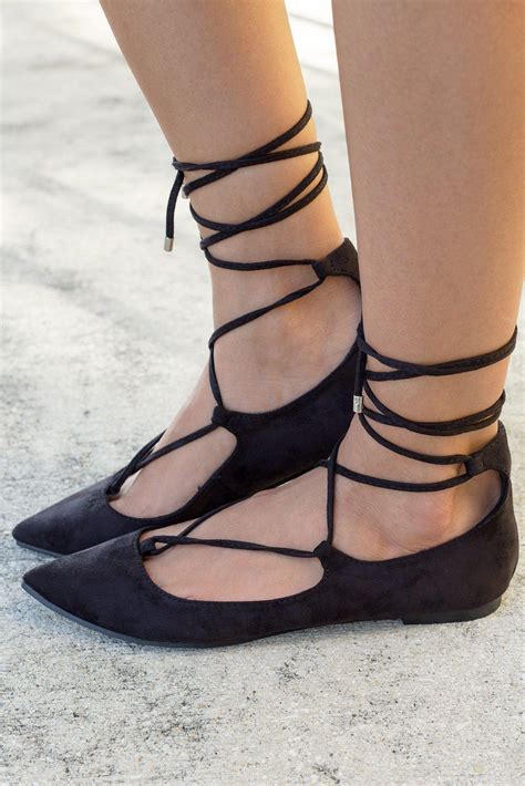 Black Lace Up Ballet Flats Online Boutiques Saved By The Dress