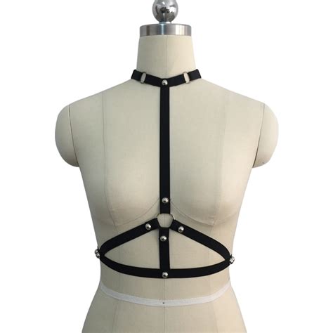 buy cage bra body harness black elastic bondage lingerie sexy crop top cage