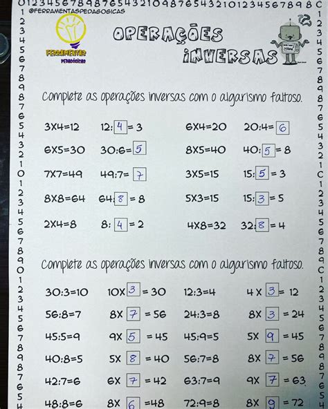 Operação Inversa Planos De Aula Para Ensino Fundamental Tarefas De