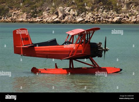 Seaplane Biplane Float Red Old Floating Sea Plane Stock Photo Alamy