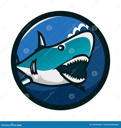 Shark Circle Emblem Logo Design Shark Icon Logo Identity Stock Vector