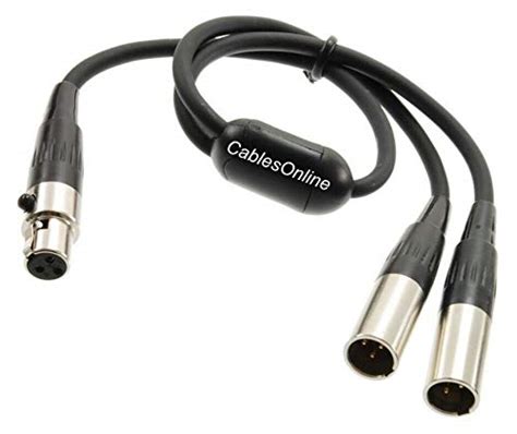 Cablesonline 1ft Mini Xlr 3 Pin Female To 2 Mini Xlr 3 Pin Male